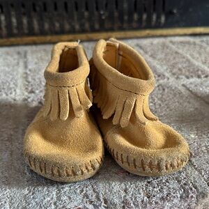 Tan Suede Kids Moccasin Shoes
